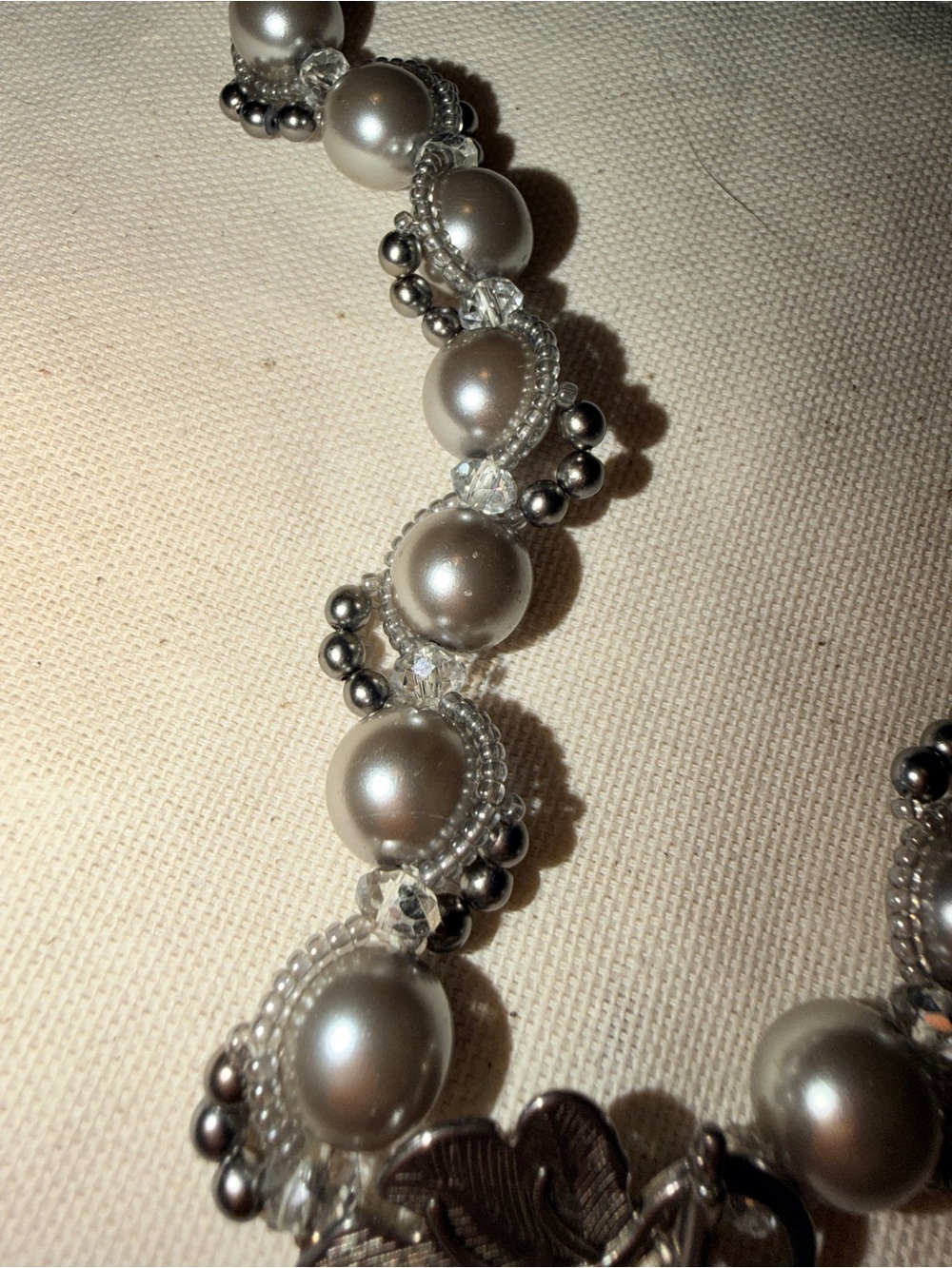 As is Elegant Silver Pearl Beaded Necklace - Classic Women’s Jewelry